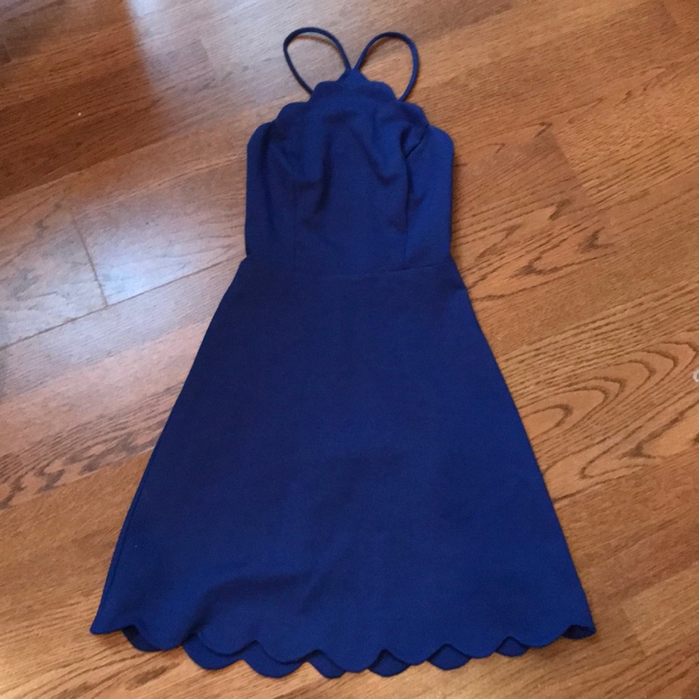 Lush navy scalloped dress - Picture 2 of 2